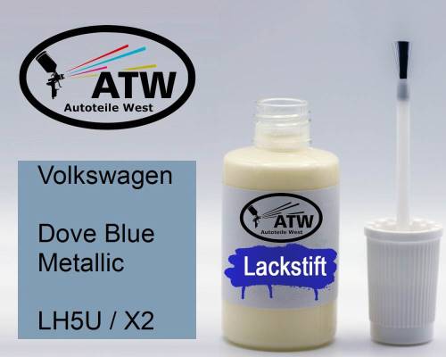 Volkswagen, Dove Blue Metallic, LH5U / X2: 20ml Lackstift, von ATW Autoteile West.